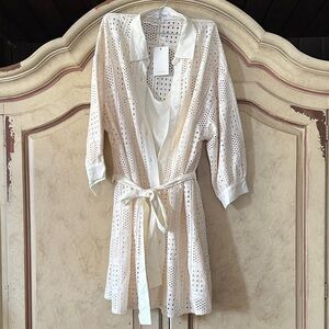 NWT Lovelo boutique brand Cream Eyelet Dress with Satin Tie